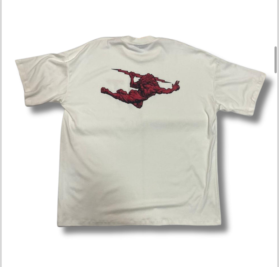 Camiseta branca Thunder T vermelho